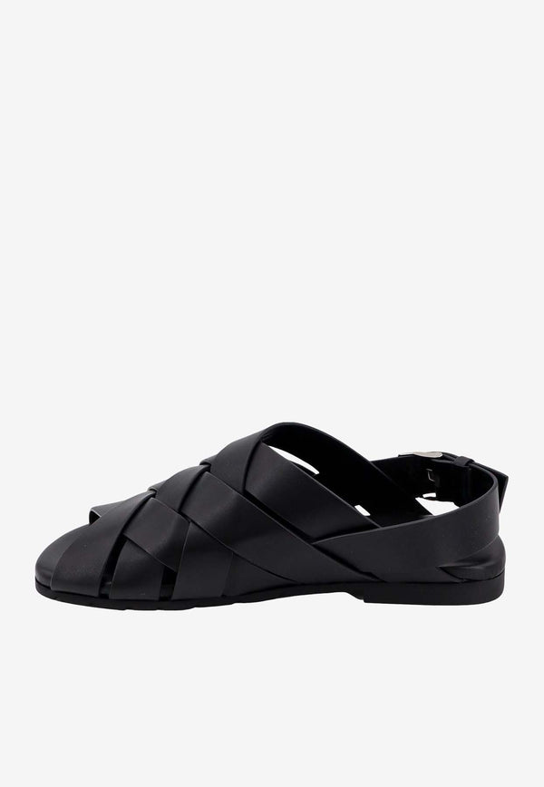 Bottega Veneta Alfie Intreccio Leather Sandals Black 775301V1AY0_1000