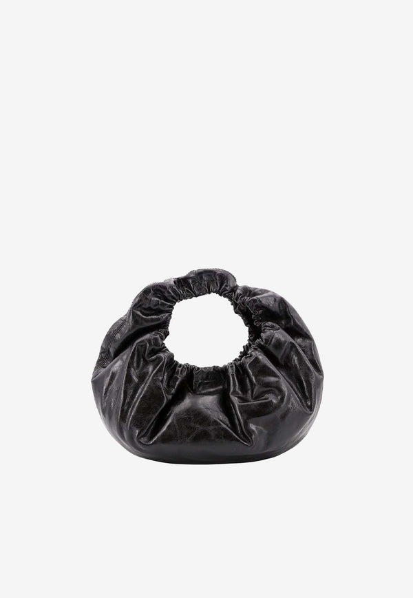 Alexander Wang Small Crescent Hobo Bag in Crackled Leather Black 20124R31L_001