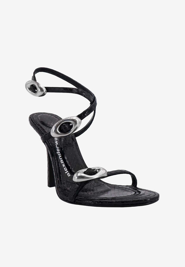 Alexander Wang Dome 105 Water Snake Strappy Sandals Black 30124S005_001