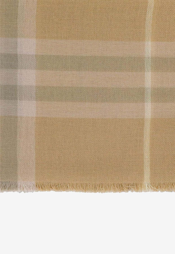 Burberry Checked Wool Fringed Scarf 8080098_A3743