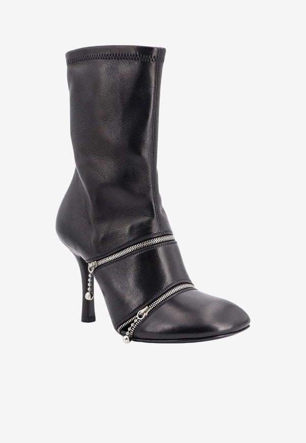 Burberry 100 Decorative-Zip Ankle Boots in Leather 8080250_A1189