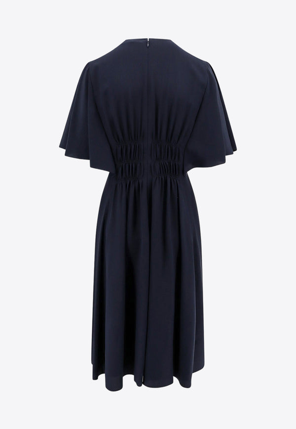 Chloé Ruched Silk Knee-Length Dress Blue C24SRO01004_4C3
