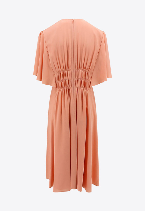 Chloé Ruched Silk Knee-Length Dress Pink C24SRO01004_6T7