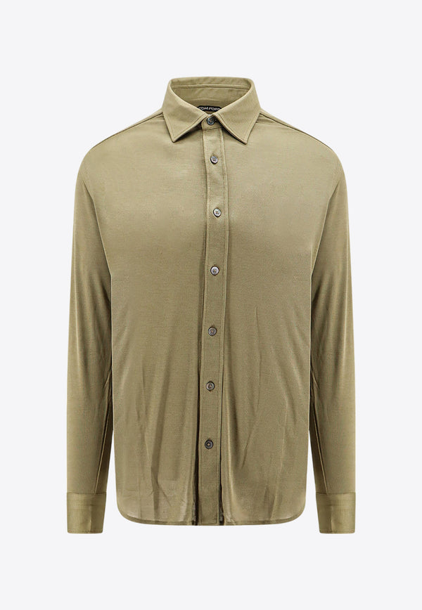 Tom Ford Long-Sleeved Silk Shirt Green JBL009JMS003F23_FG795