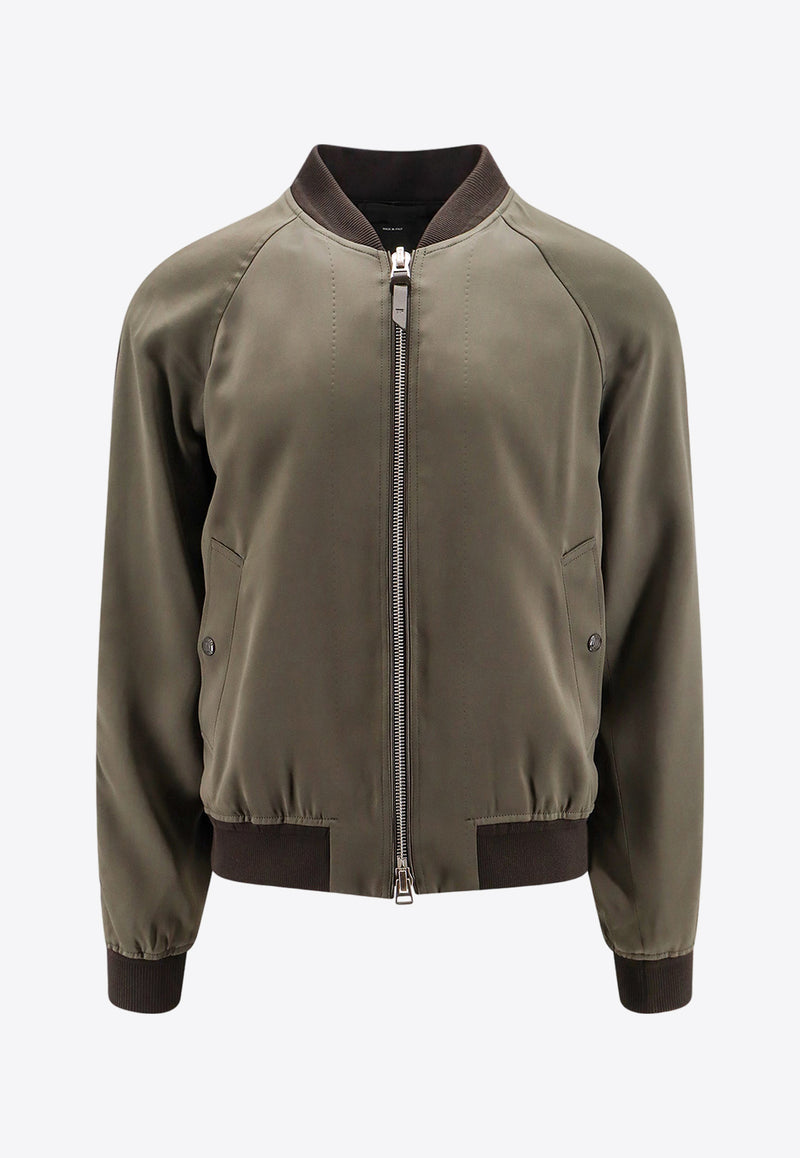 Tom Ford Zip-Up Bomber Jacket Green OBS028FMA003S24_KB470