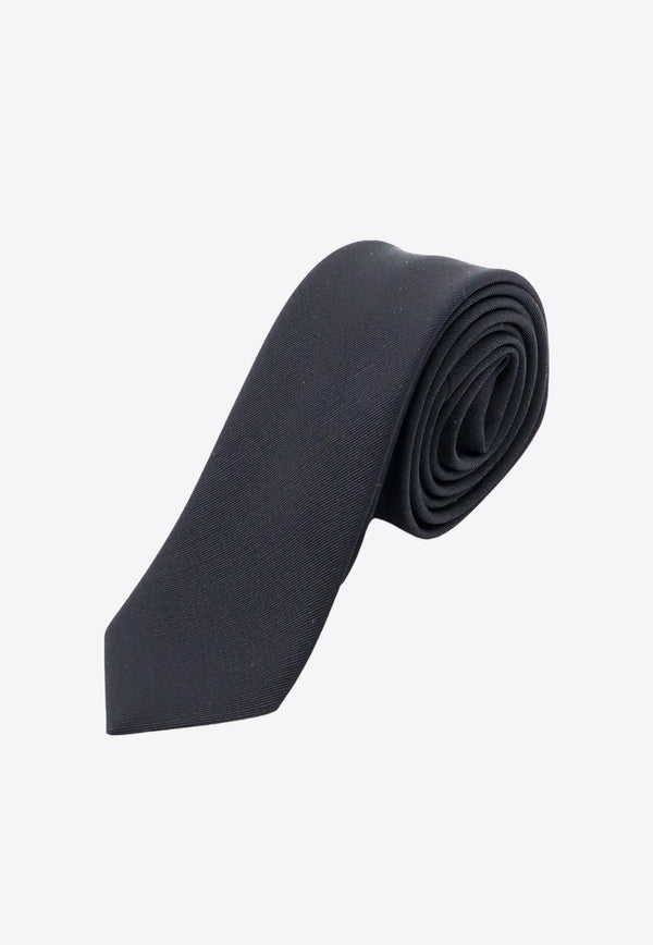 Saint Laurent Pointed Silk Tie Black 7820003YP34_1000