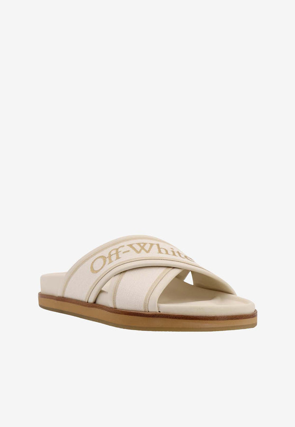 Off-White Logo Criss-Cross Flat Sandals Beige OWIT003S24LEA001_6161
