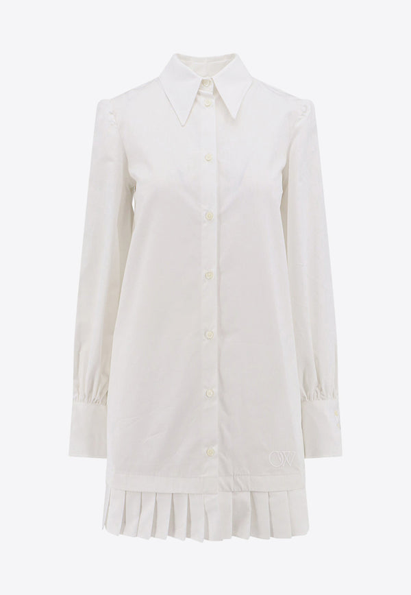 Off-White Embroidered Logo Ruffled Shirt Dress White OWDG008S24FAB001_0101