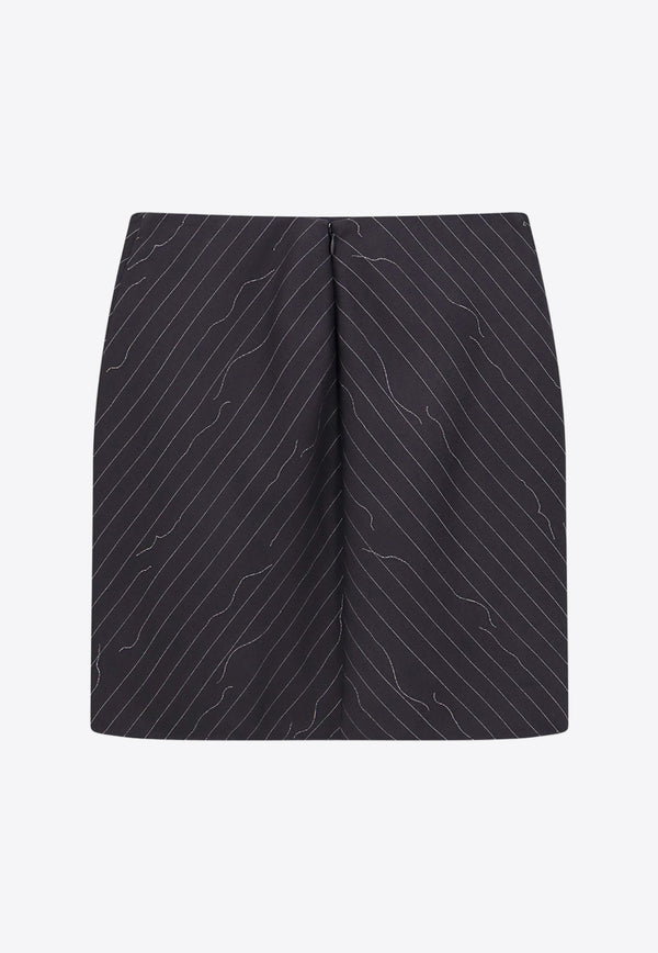 Off-White Revisited Pinstriped Mini Wool Skirt Gray OWCU009S24FAB002_0700