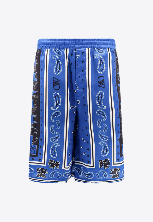 Off-White Bandana Print Bermuda Shorts Blue OMCB092S24FAB001_4600
