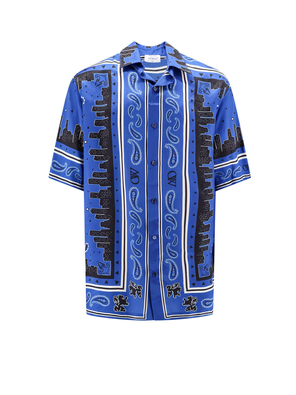 Off-White Bandana Print Bowling Shirt Blue OMGG013S24FAB003_4646