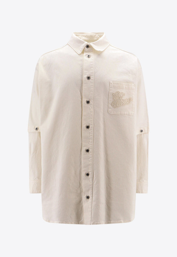 Off-White 90s Logo Convertible Denim Shirt White OMYD059S24DEN001_0202