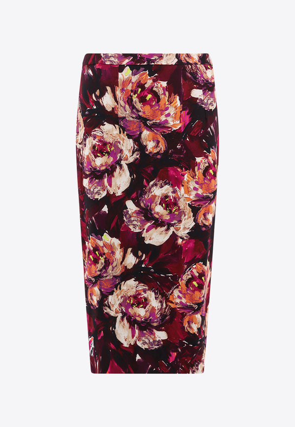Dolce & Gabbana Peony Print Cady Midi Skirt Multicolor F4CSJTFSIBD_HR4YC