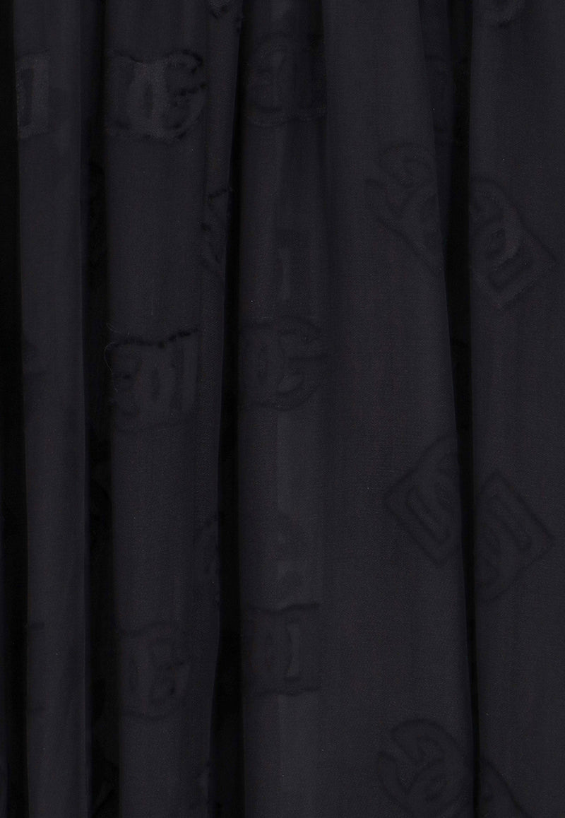 Dolce & Gabbana Logo Monogram Silk-Blend Blouse Black F761RTFJTBR_N0000