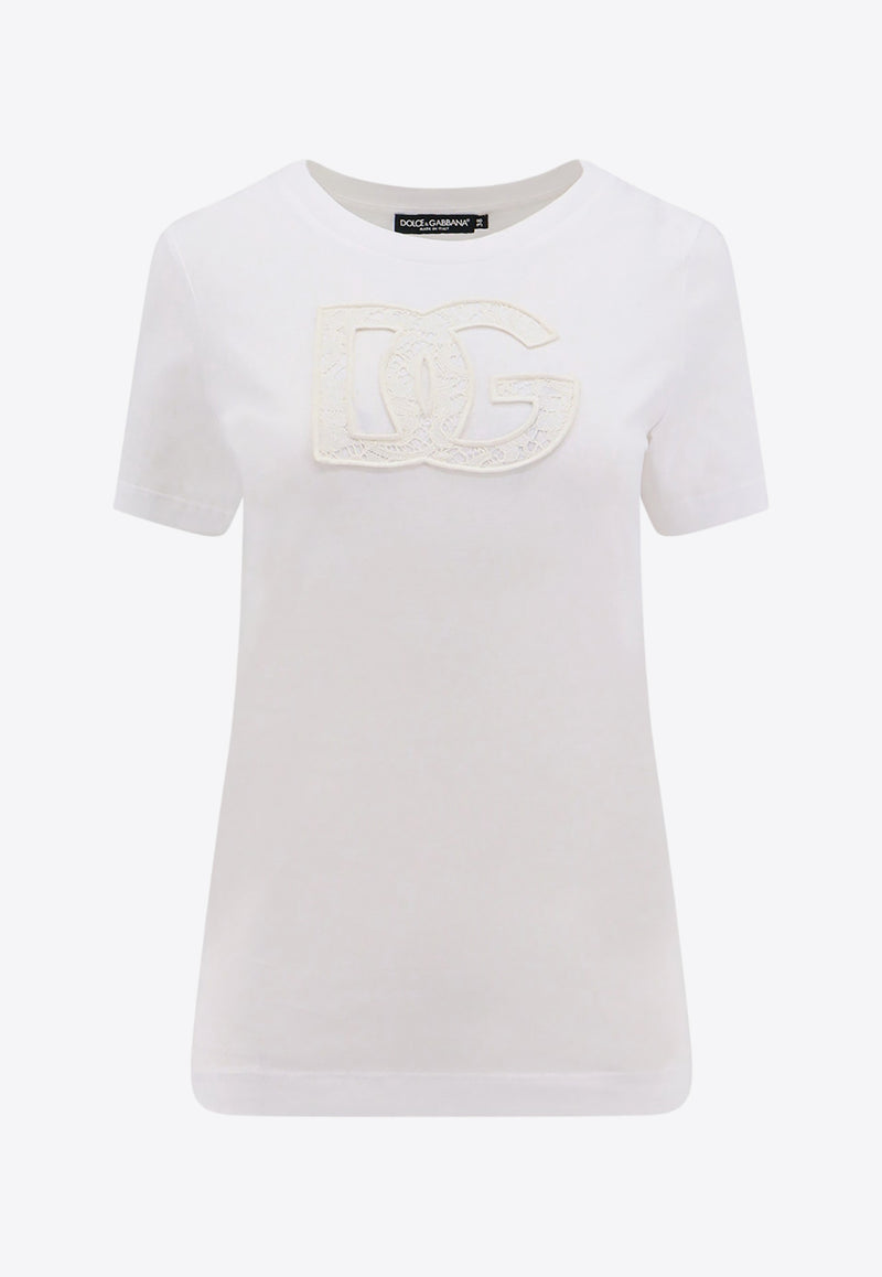 Dolce & Gabbana Logo Patch Crewneck T-shirt White F8M68ZGDB9O_W0800