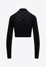 Dolce & Gabbana Logo Jacquard Mesh-Stitch Cropped Top Black FXX14TJFMAL_N0000