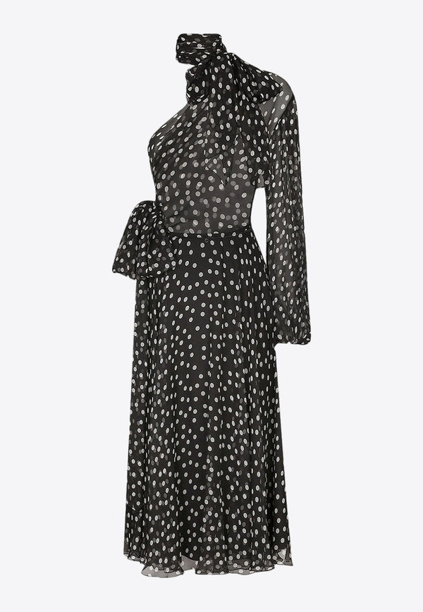 Dolce & Gabbana Polka Dot One-Shoulder Chiffon Dress Black F6JFLTIS1UI_HNBDW