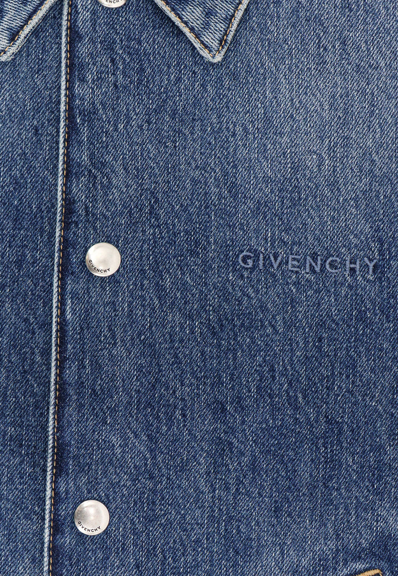 Givenchy Logo Embroidered Denim Vest Blue BM01795Y99_415