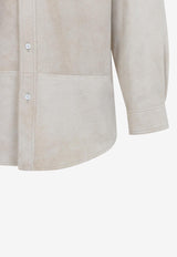 جاكيت بقَصة قميص من الجلد الشمواه