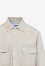 جاكيت بقَصة قميص من الجلد الشمواه