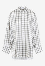 قميص من الحرير بنقشة مربعات