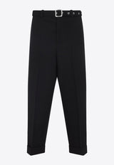 Wool Canvas Belted Trousers