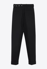 Wool Canvas Belted Trousers