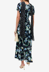 Rixo Evie Floral Print Silk Midi Dress Blue 010.00009.126.07388_BLUE MULTI