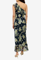 Rixo Leon One-Shoulder Floral Midi Dress Multicolor 010.05121.126.07383_BLUE MULTI