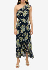 Rixo Leon One-Shoulder Floral Midi Dress Multicolor 010.05121.126.07383_BLUE MULTI