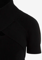 فستان محبوك بوشاح منسدل