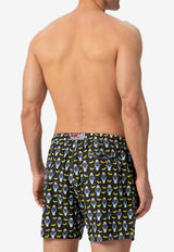 MC2 Saint Barth Watch and Bats Print Swim Shorts Multicolor 01766H_BLACK MULT