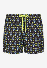MC2 Saint Barth Watch and Bats Print Swim Shorts Multicolor 01766H_BLACK MULT