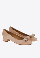 Ferragamo Vara 30 Patent Leather Pumps Beige 01B221 VARA 1 753641 LIGHT BROWN