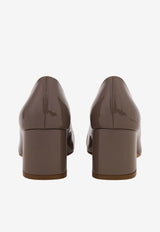 Ferragamo Mirelle 60 Gancini Buckle Leather Pumps Brown 01F929 MIRELLE 60 792005 CARAWAY SEED