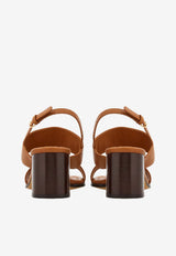 Ferragamo Lou 55 Slingback Sandals in Calf Leather Brown 01G963 LOU 55 769667 CUOIO