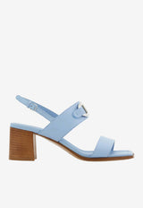 Ferragamo Lou 55 Slingback Sandals in Calf Leather Light Blue 01G963 LOU 55 790861 WASHED DENIM
