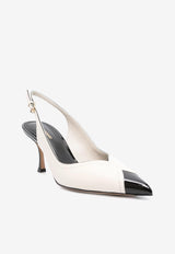 Ferragamo Egna 70 Leather Slingback Pumps 01J364 EGNA 70 779808 MASCARPONE