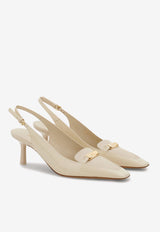 Ferragamo Dilli 55 Vara Buckle Slingback Pumps 01J471 DILLI 55 779551 MASCARPONE