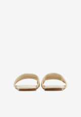 Ferragamo Hotel Logo Leather Slides 01J658 HOTEL 781264 NAPPA MASCARPONE
