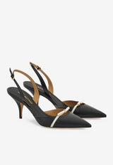 Ferragamo Gylla 70 Slingback Leather Pumps 01J694 GYLLA 70 781090 NERO