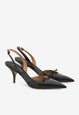 Ferragamo Gylla 70 Slingback Leather Pumps 01J694 GYLLA 70 781105 NERO