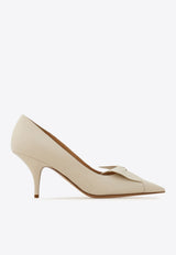 Ferragamo Gwen 70 Soft Bow Nappa Leather Pumps Cream 01K026 GWEN 70 784999 MASCARPONE