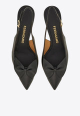 Ferragamo Felli 40 Soft Bow Slingback Pumps Black 01K027 FELLI 40 784994 BLACK