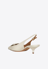 Ferragamo 40 Soft Bow Slingback Pumps Ivory 01K027 FELLI 40 784995 JET STREAM