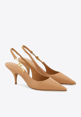 Ferragamo Tally 70 F Buckle Slingback Pumps Beige 01K045 TALLY 70 784899 AMARETTI