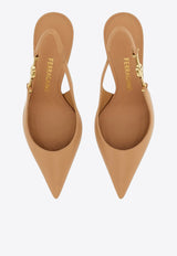 Ferragamo Tally 70 F Buckle Slingback Pumps Beige 01K045 TALLY 70 784899 AMARETTI