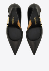 Ferragamo Tulip 95 F Buckle Leather Pumps Black 01K046 TULIP 95 784903 NERO