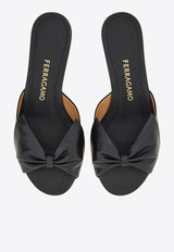 Ferragamo Bulma 45 Calf Leather Bow Sandals Black 01K210 BULMA 45 782652 BLACK