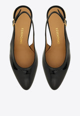 Ferragamo Tessie 70 Spherical Heel Leather Slingback Pumps Black 01K443 TESSIE 70 784879 NERO